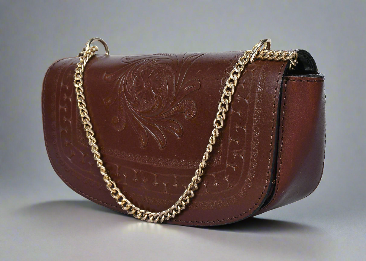 brown color pure leather shoulder bag for women and girls with glorious crafted . Art: BG-1557