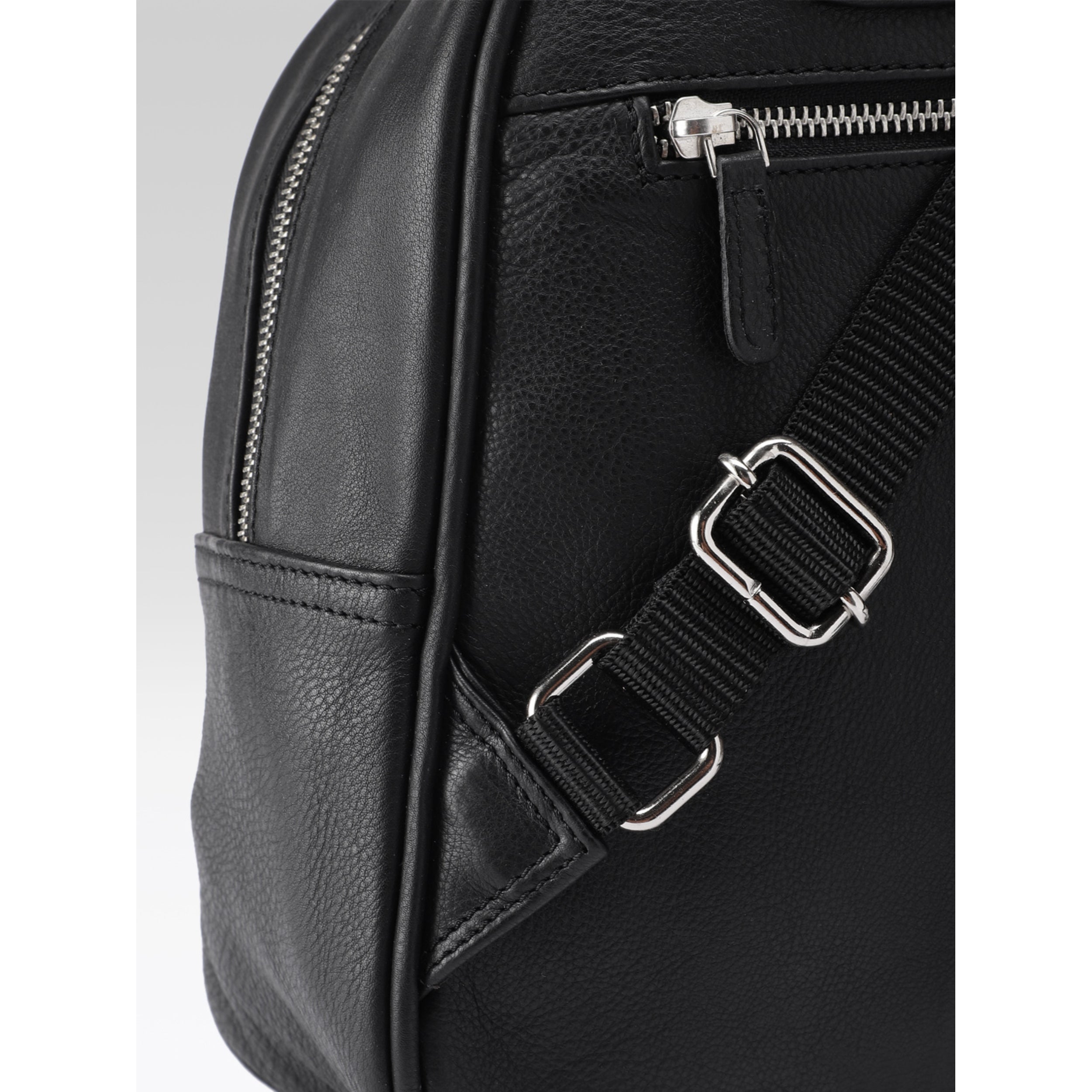 Premium Genuine Leather Backpack with Front Zip Pocket & Adjustable Shoulder Straps
