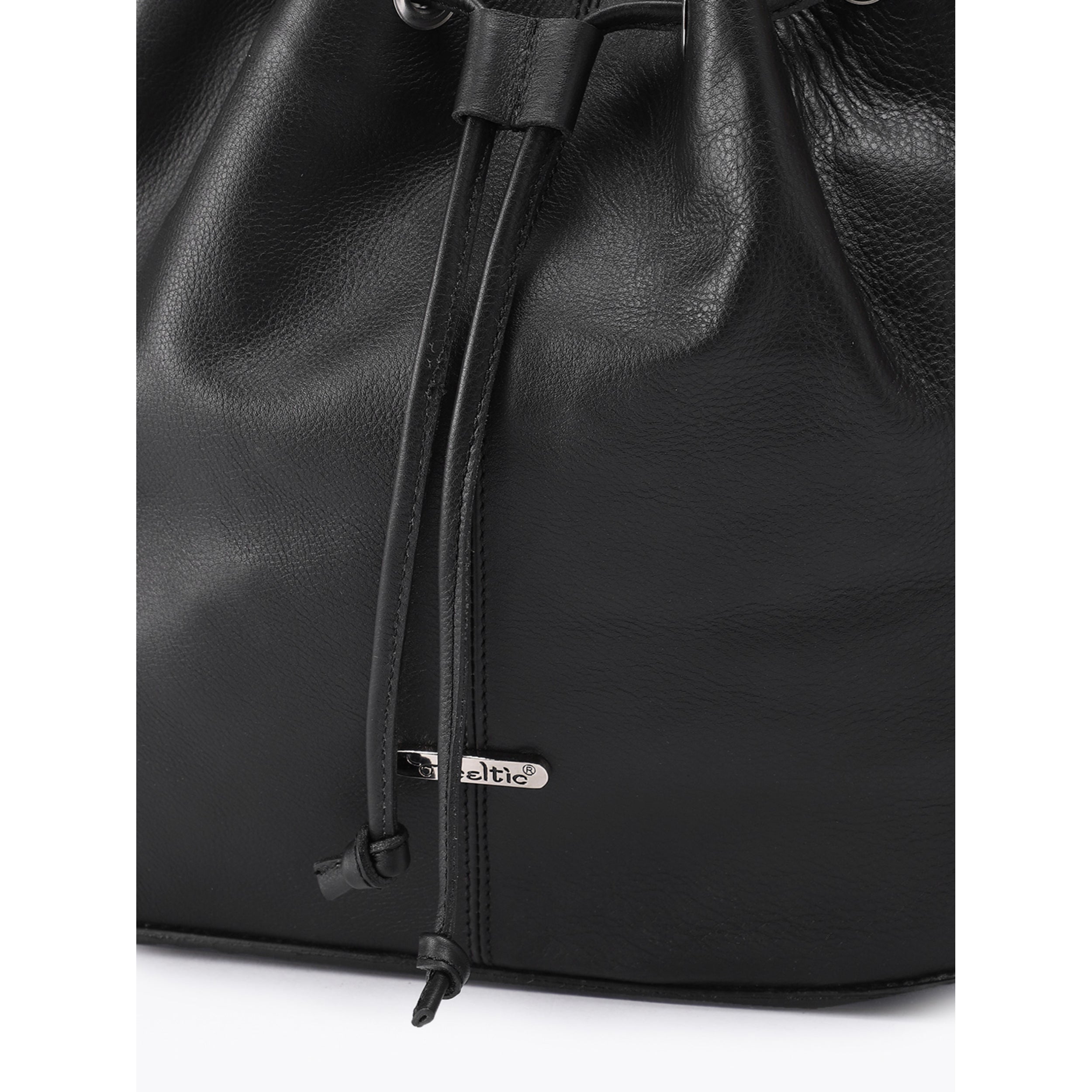 Premium Genuine Leather Drawstring Shoulder Bag | Spacious Tote with Secure Closure