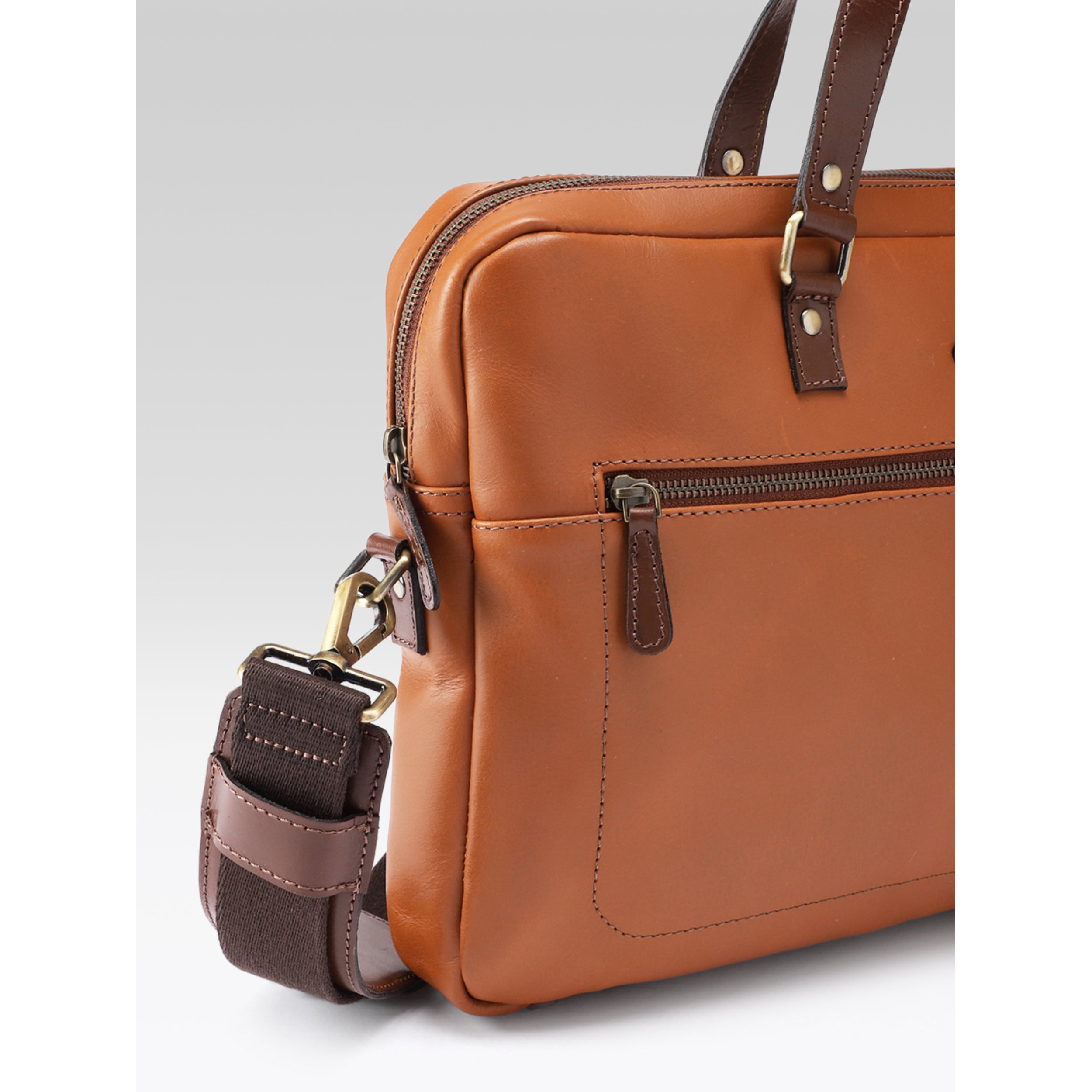 Premium Genuine Leather Business Messenger Laptop Bag