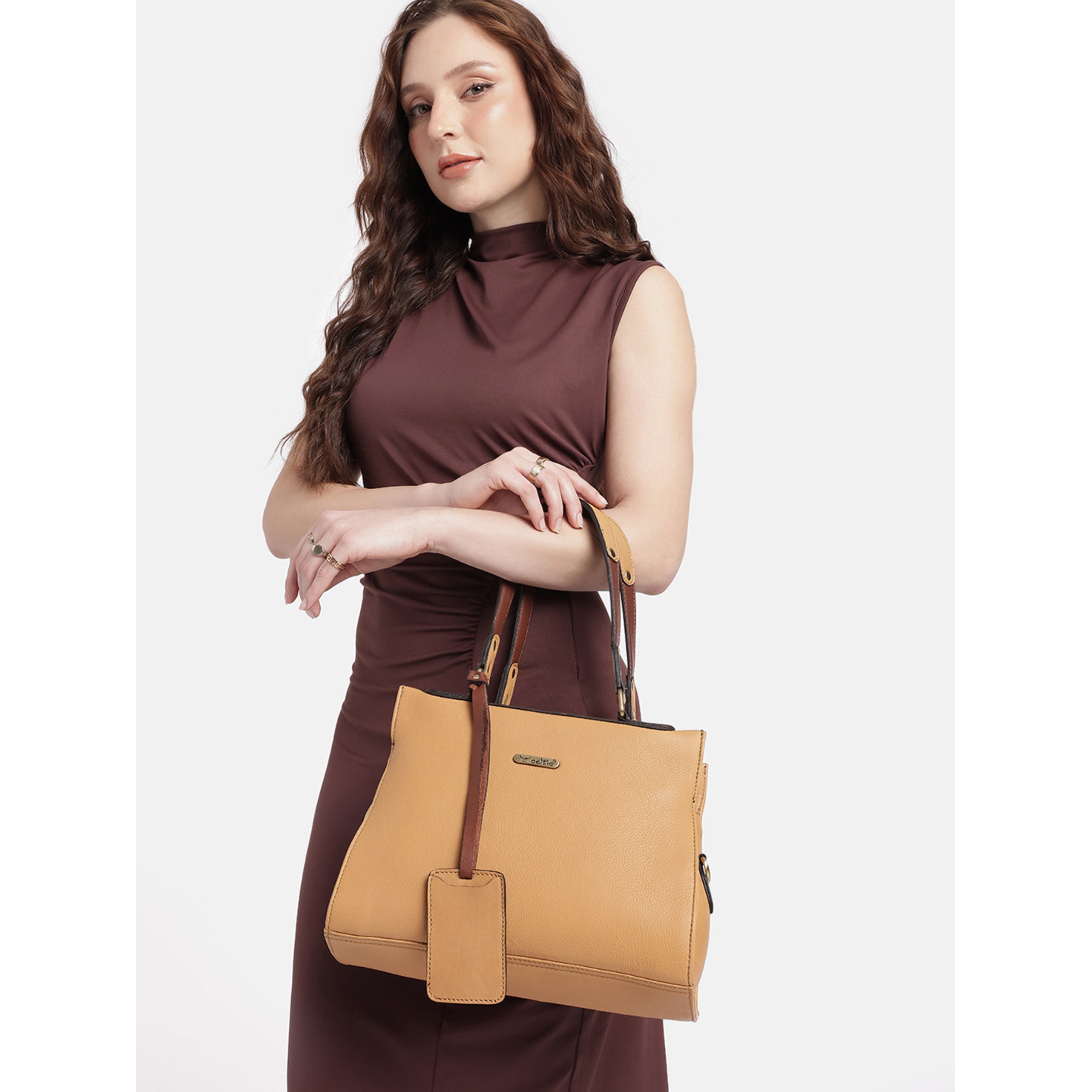 Premium Genuine Textured leather Handbag with inner pockets