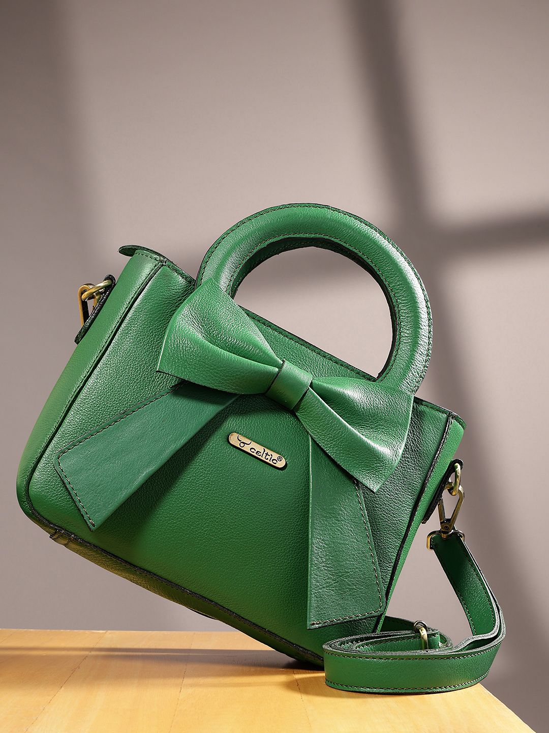 Premium Leather Hand & Shoulder Bag for Women with Bow Detail