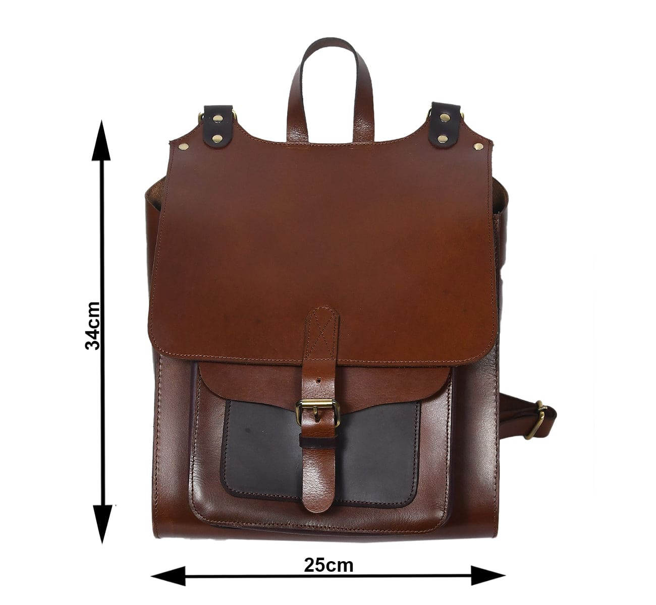 premium Black and Brown Leather Backpack. Art: BG-1416