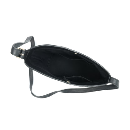 Genuine Leather Black Shoulder Bag | Minimalist Everyday Crossbody