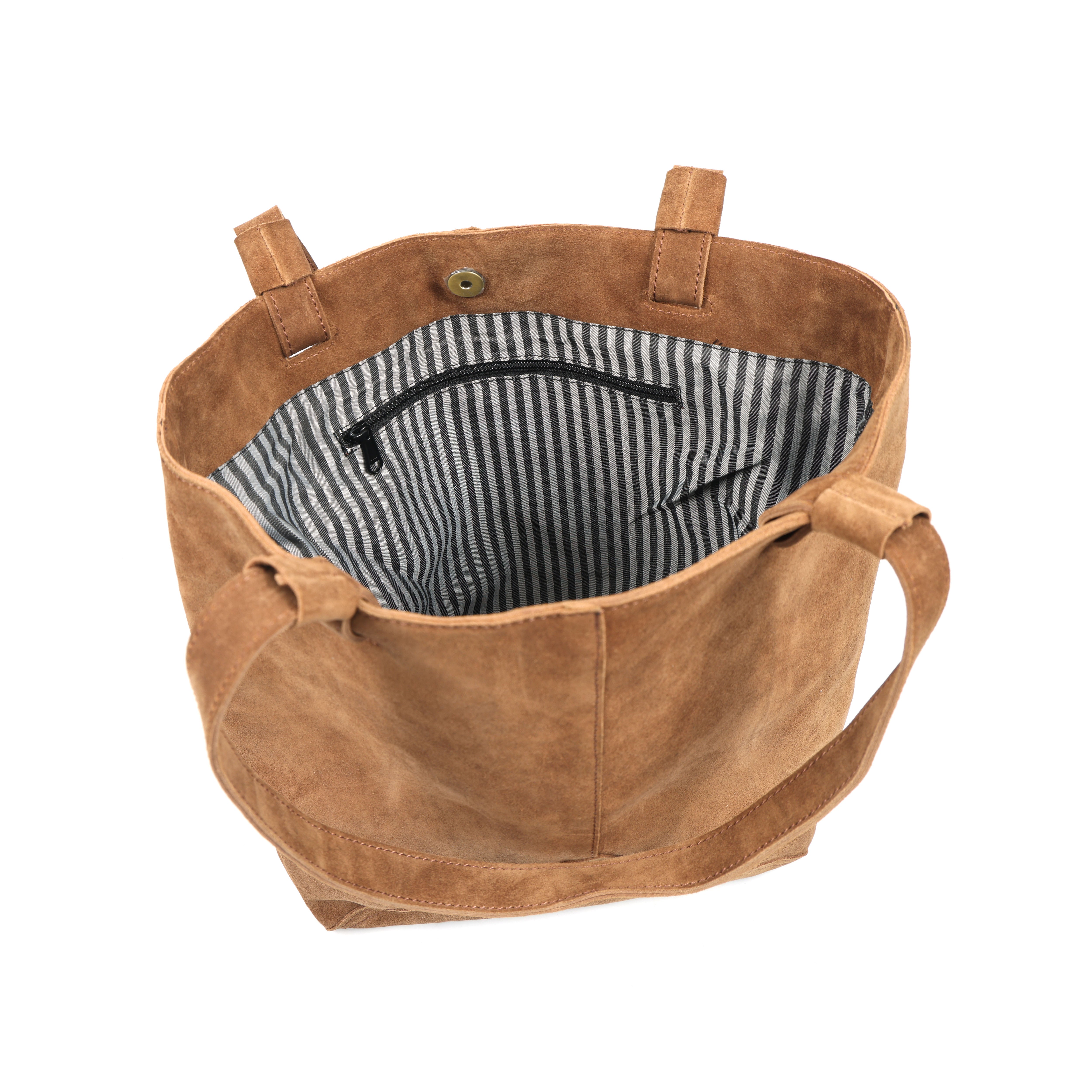 Premium Genuine  Suede Leather Tote Bag with Shoulder Straps & Inner Zip Pocket
