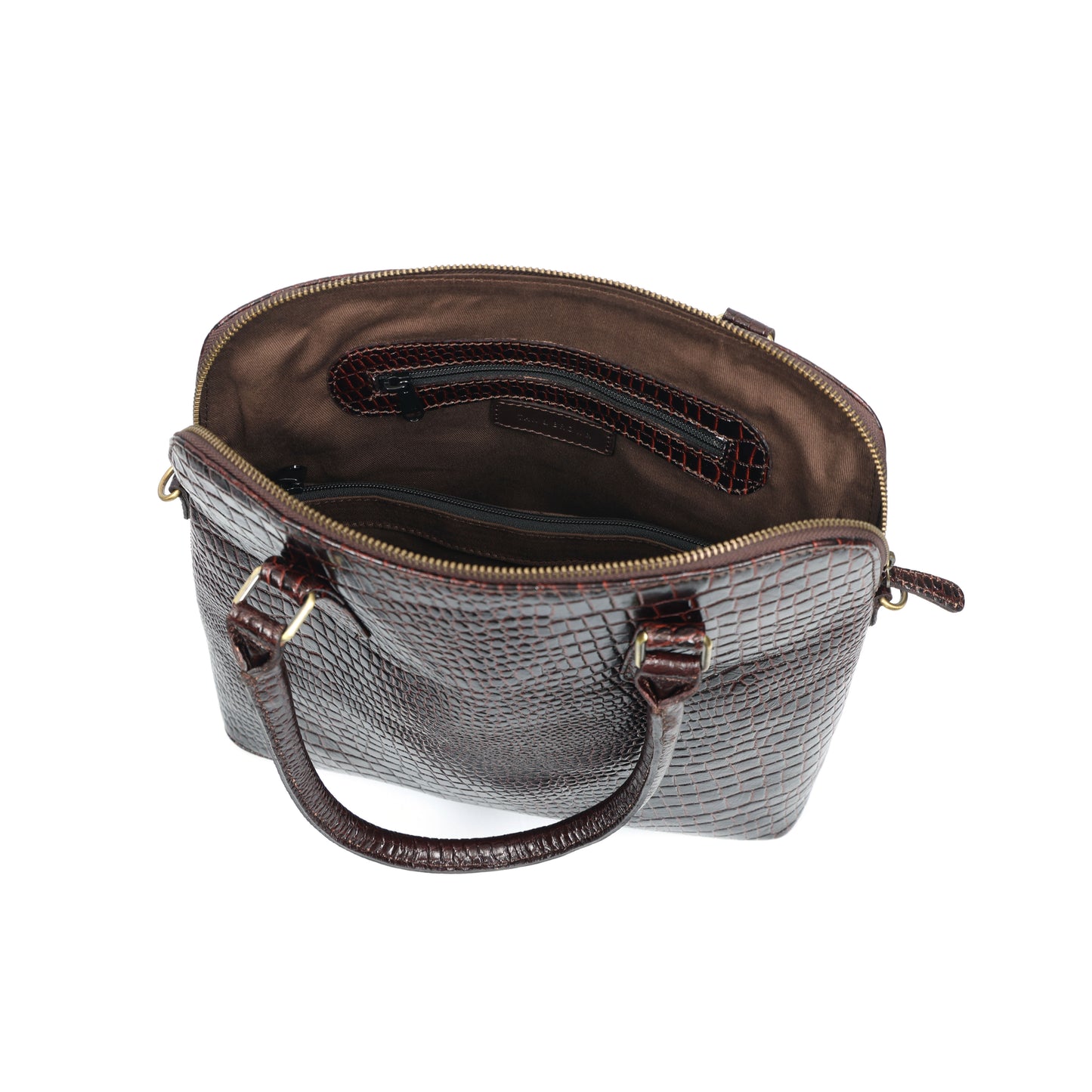 Genuine Leather Croc-Embossed Handbag Elegant Shoulder Tote for Women