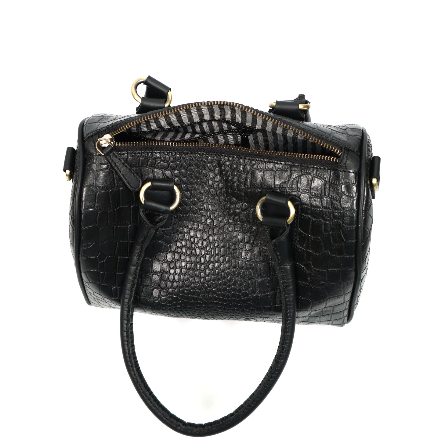 Black Croc-Textured 4-Piece Handbag Combo Set for Women