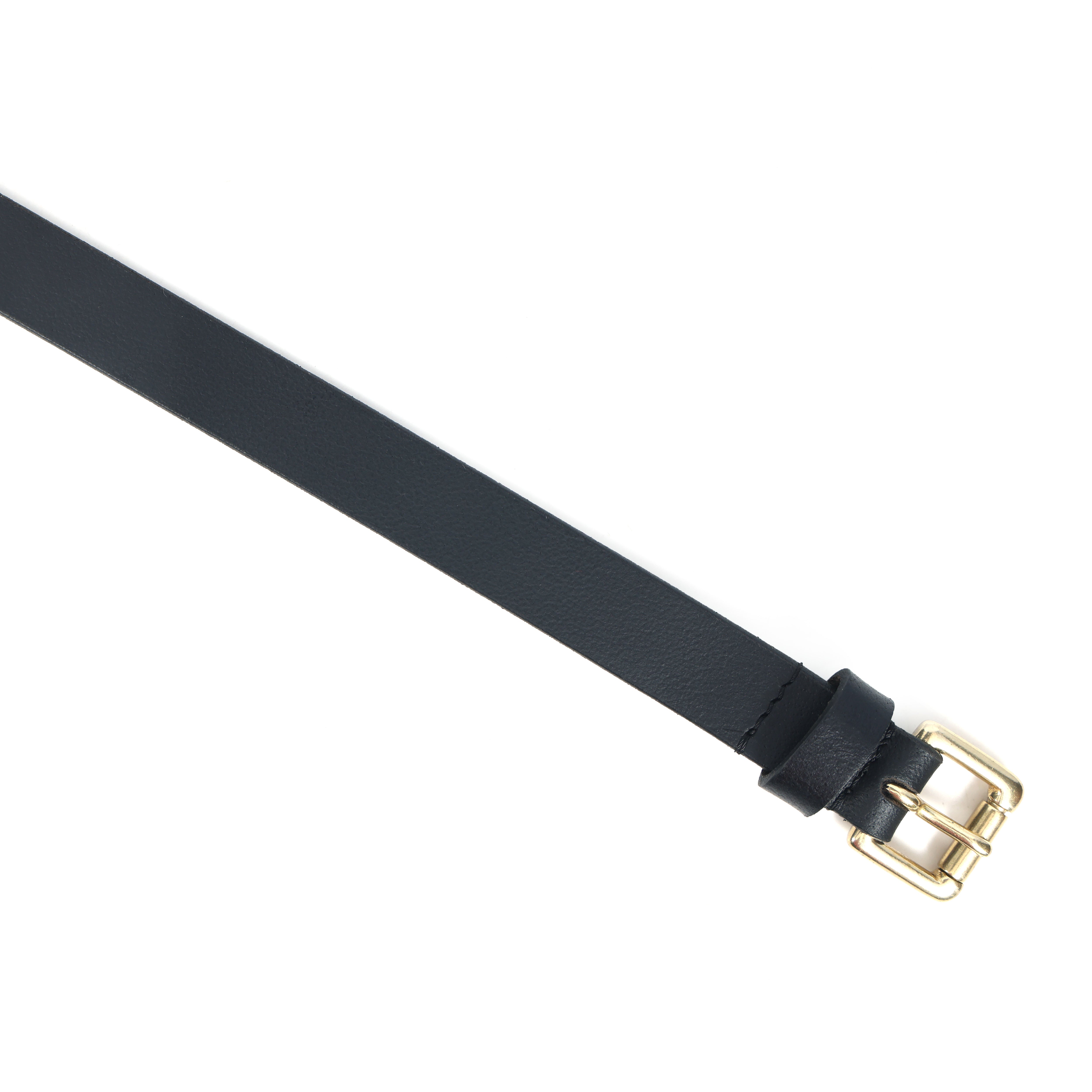 Women Genuine Leather Black Waist Accessory Brass Buckle Casual Formal