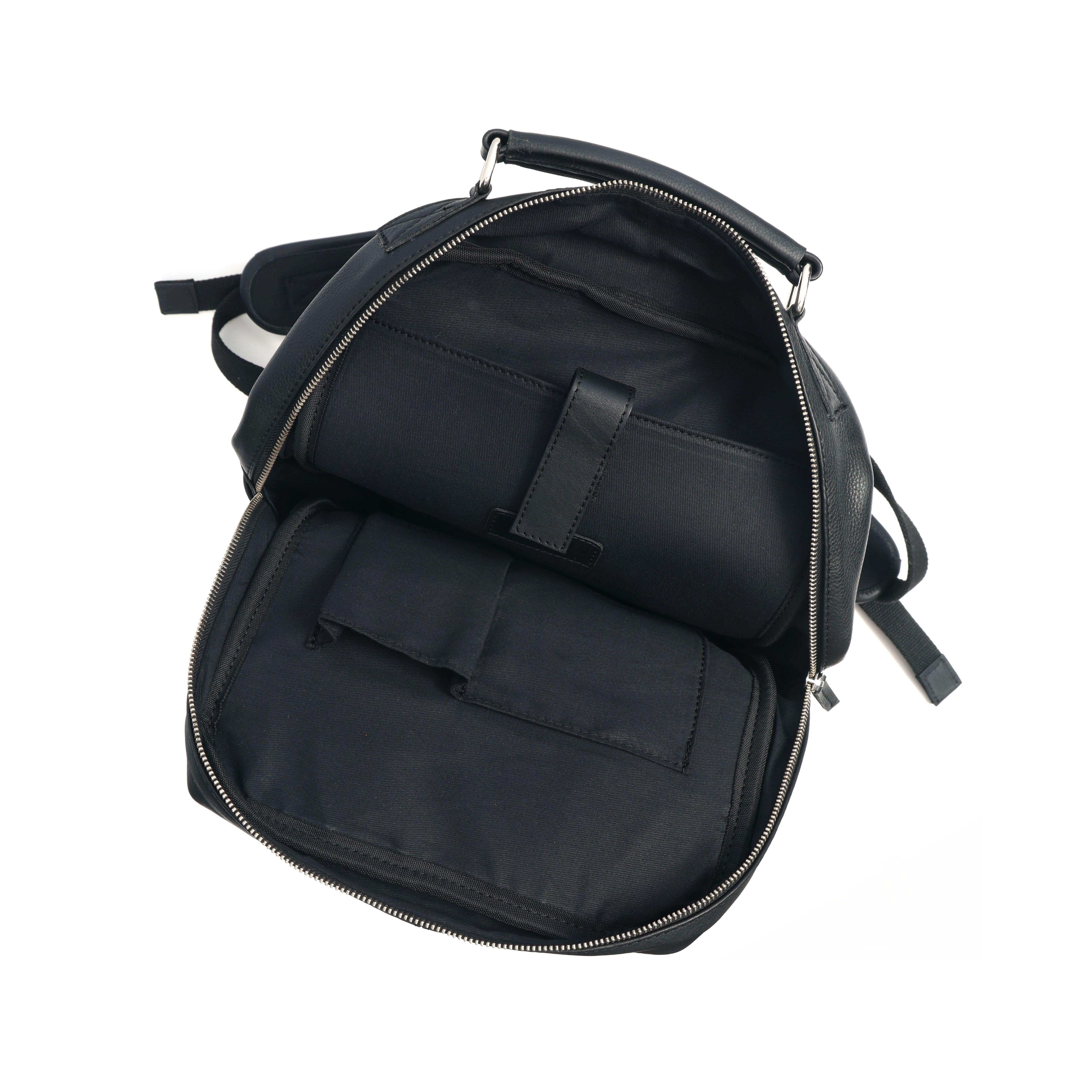 Premium Genuine Leather Backpack with Laptop Compartment & Multiple Zip Pockets