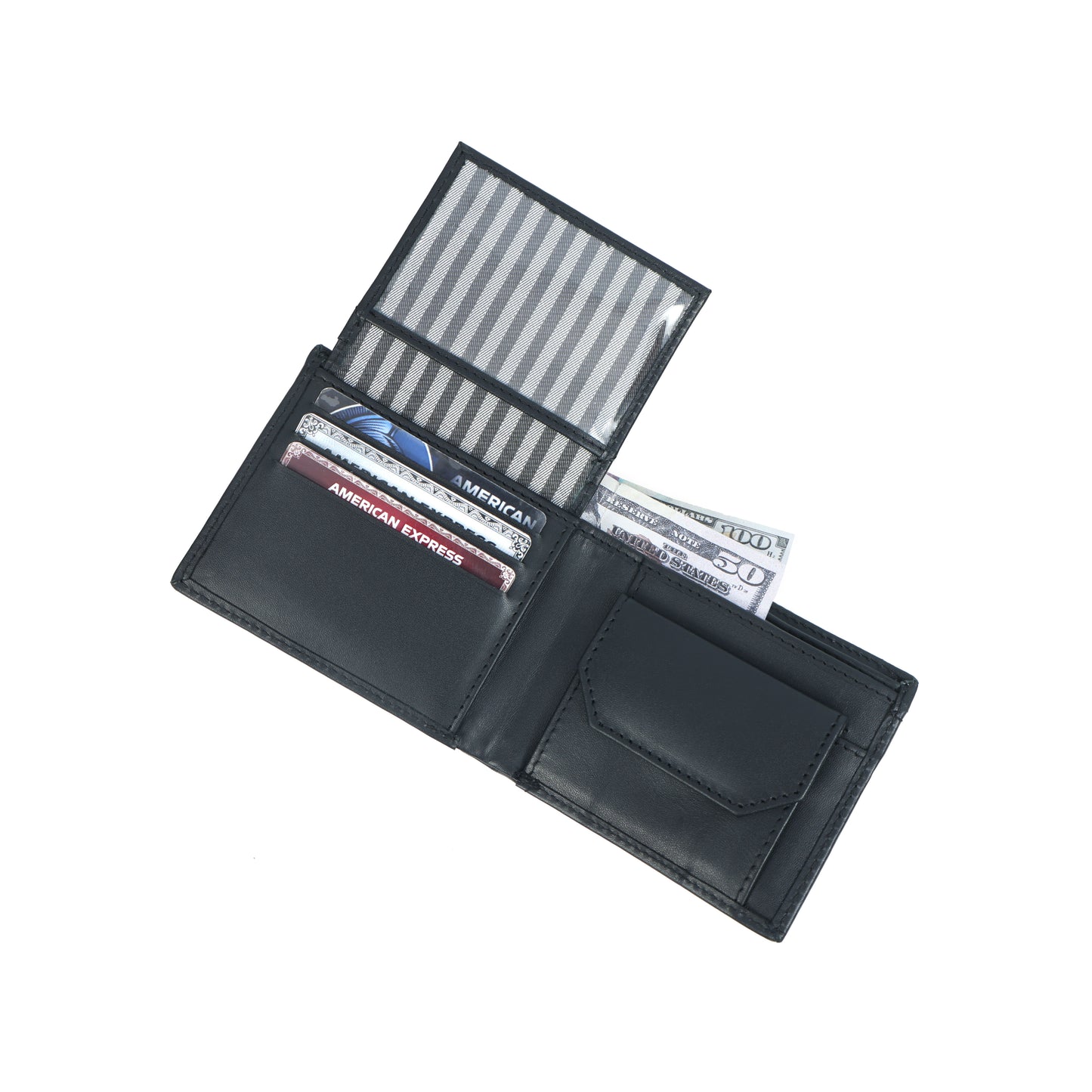Men’s Black Bi-Fold Wallet with Visible Card Slots Art: LA-1436