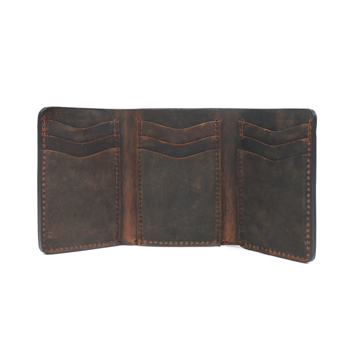 Genuine Leather Tri-Fold Wallet for Men – Dark Brown Art:- LA-1406