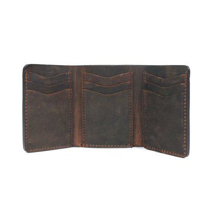Genuine Leather Tri-Fold Wallet for Men – Dark Brown Art:- LA-1406