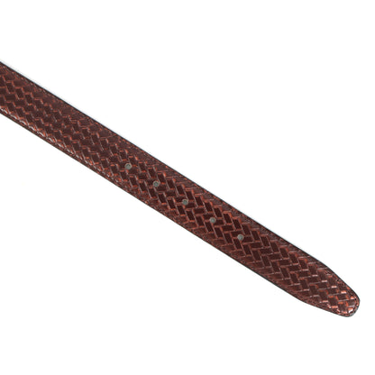 Trendy Brown Patterned Leather Belt for Men with Metal Buckle ƒ????? Stylish Casual & Formal Waist Belt ART:-LB-910