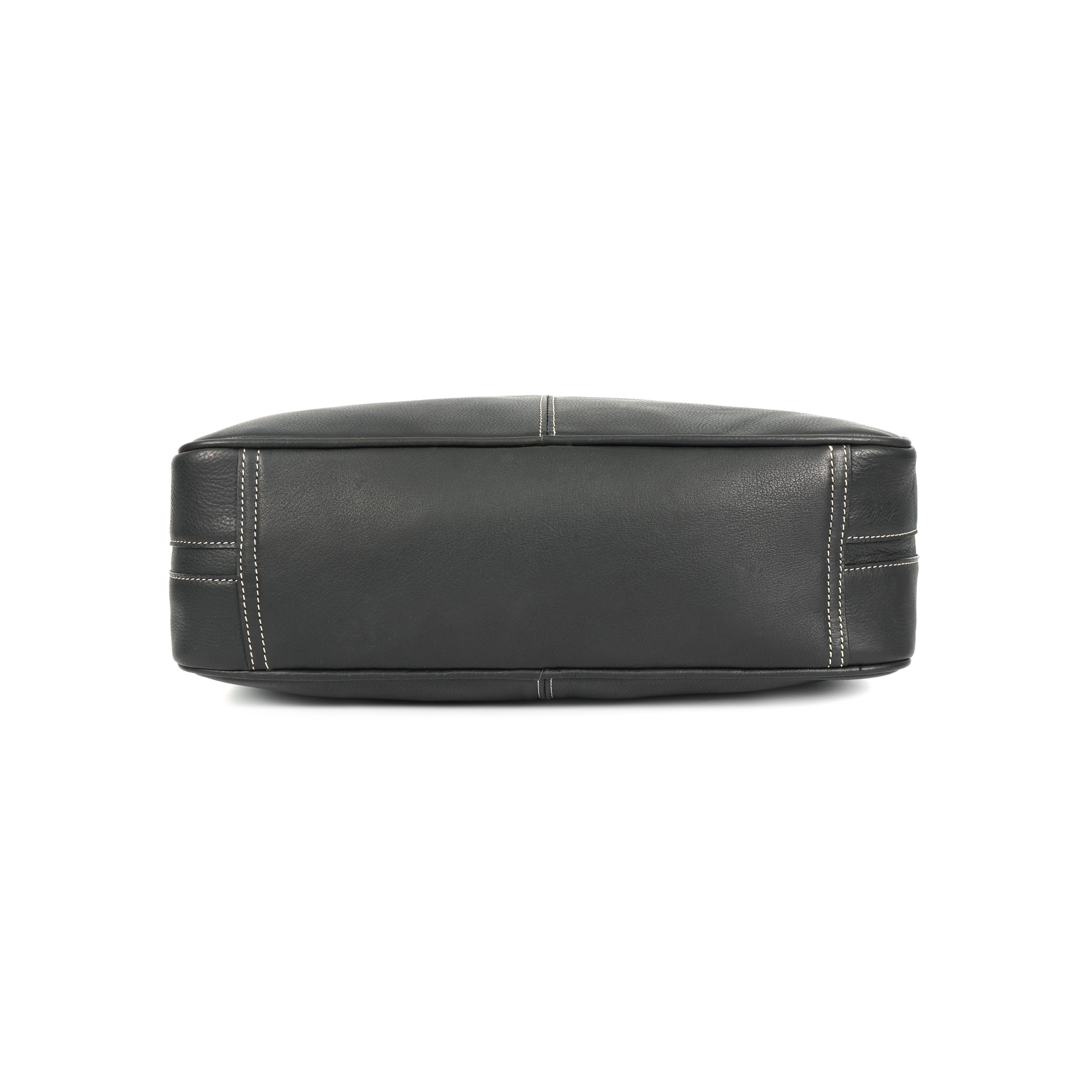 Premium Genuine  Black Leather Messenger with Adjustable Shoulder Strap & Inner Zip Pockets
