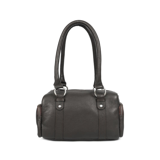 Genuine Leather Black Shoulder Satchel | Classic Medium Tote for Women