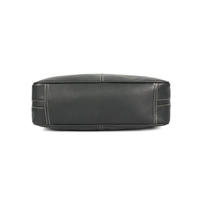 Premium Export Quality Black Leather Messenger with Adjustable Shoulder Strap & Inner Zip Pockets