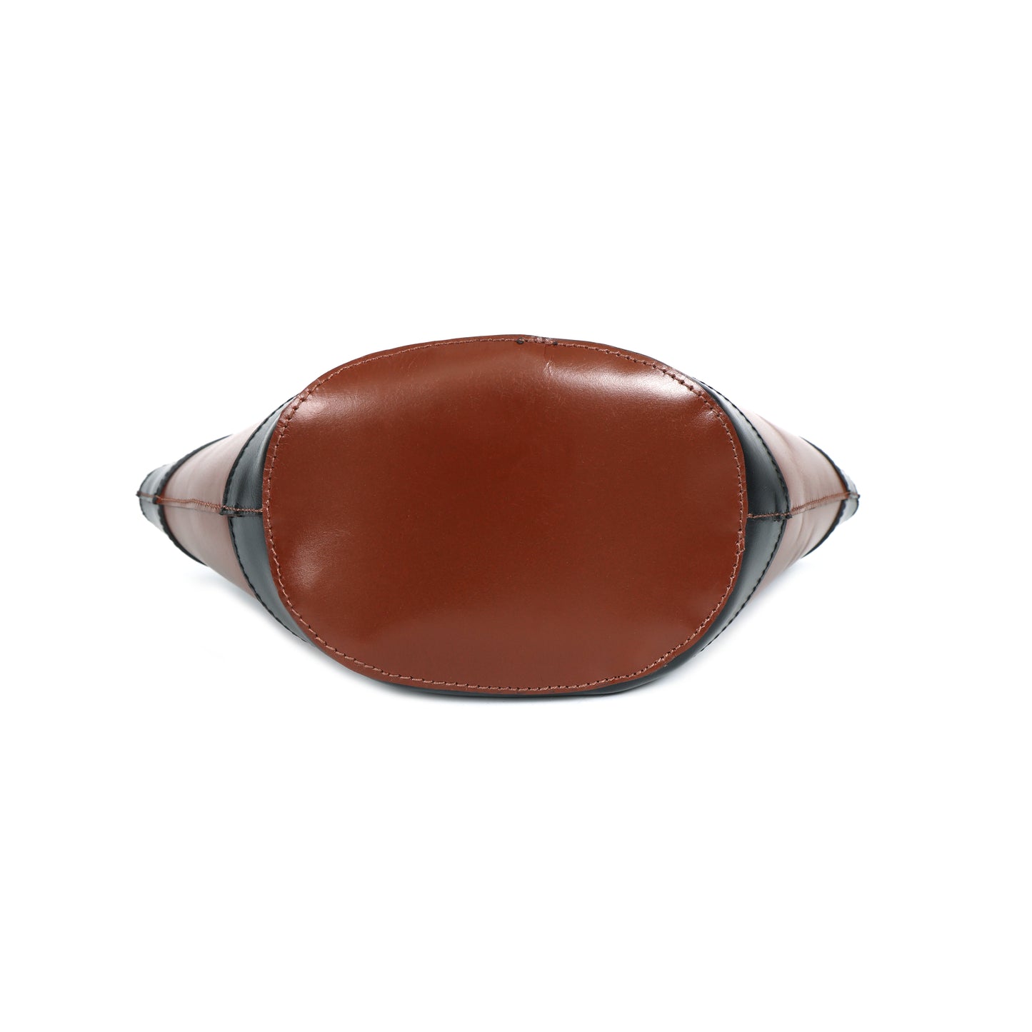 Genuine Leather Two-Tone Tote Bag | Stylish Brown & Black Shoulder Bag