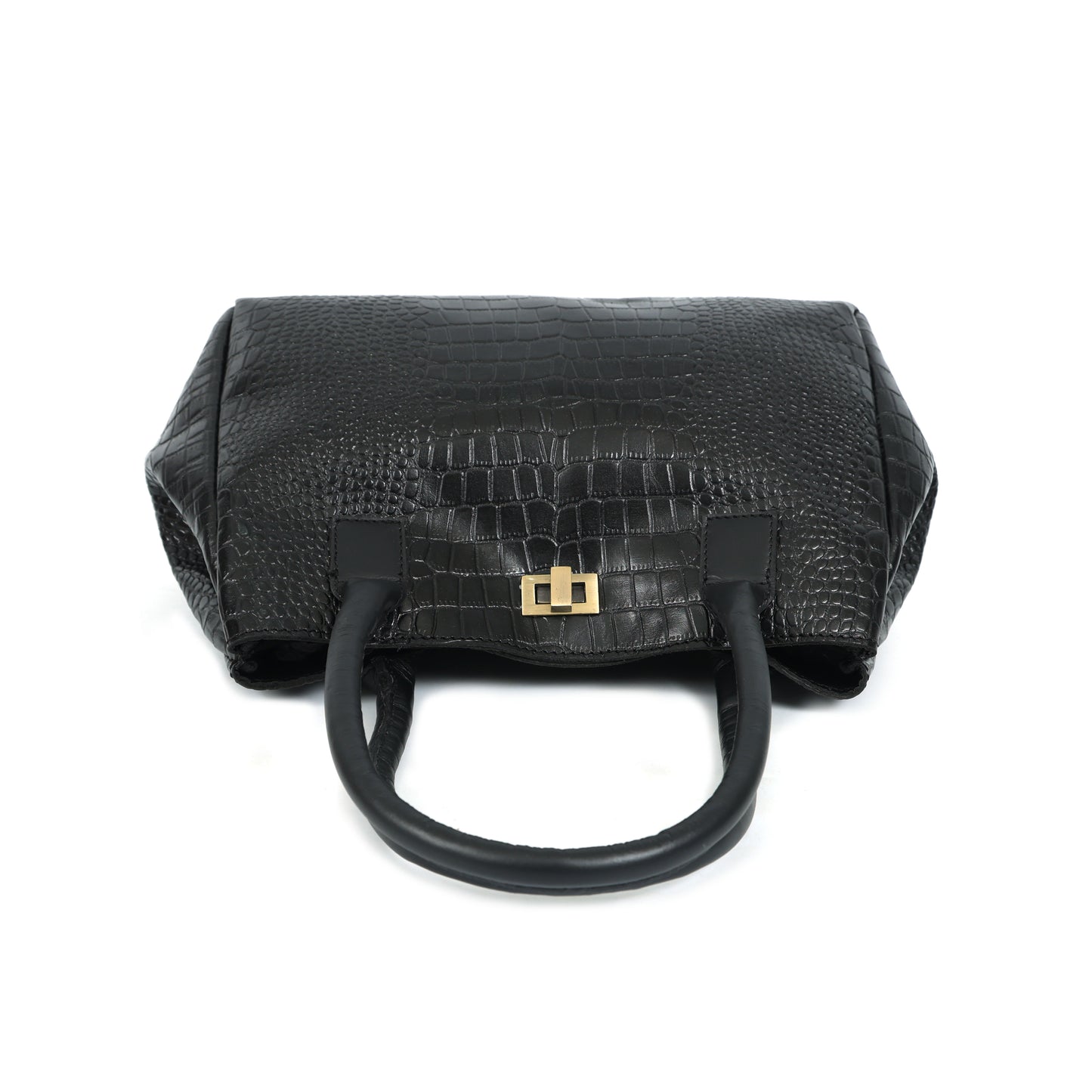 Genuine Leather Croc-Embossed Black Satchel | Designer Style Tote for Women Art:-BG-1655