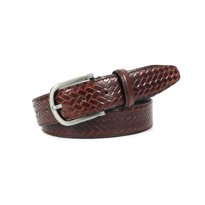 Trendy Brown Patterned Leather Belt for Men with Metal Buckle ƒ????? Stylish Casual & Formal Waist Belt ART:-LB-910