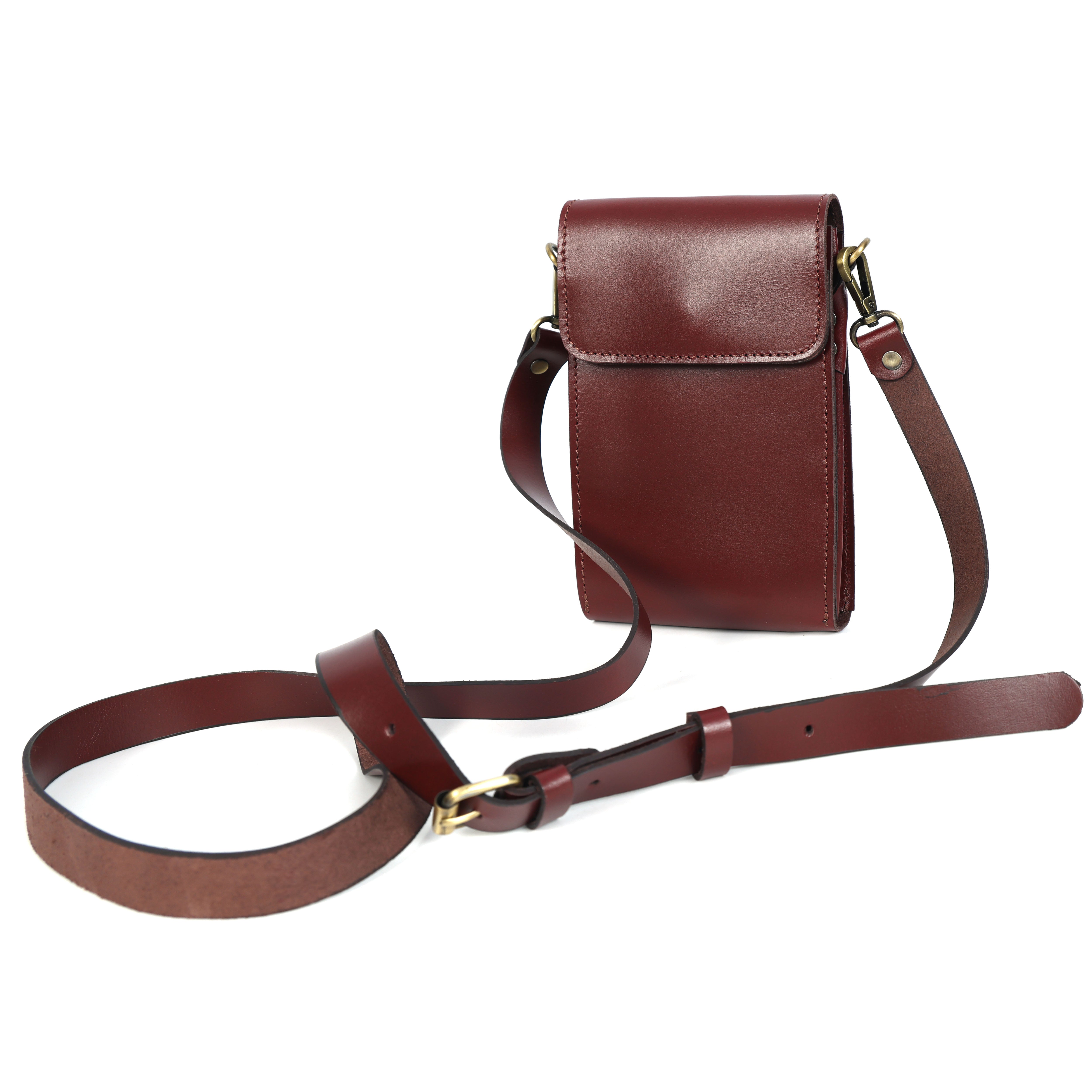 Celtic Genuine Leather Crossbody Phone Pouch with Magnetic Flap