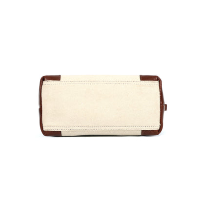 Elegant Cream and Brown Top-Handle Tote Bag for Women