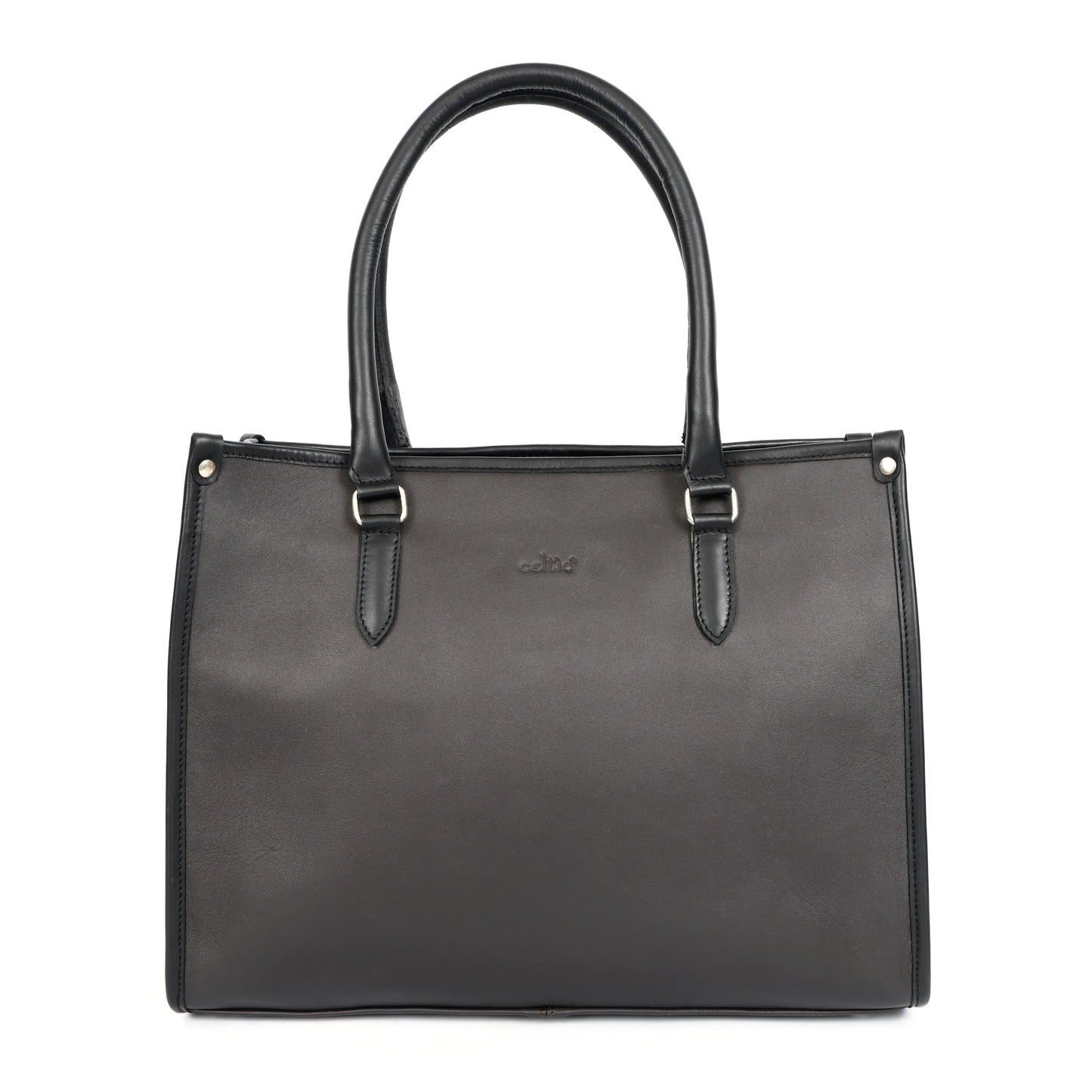 Premium Black Genuine Leather Office Tote for Women | Structured Handbag with Sling Strap