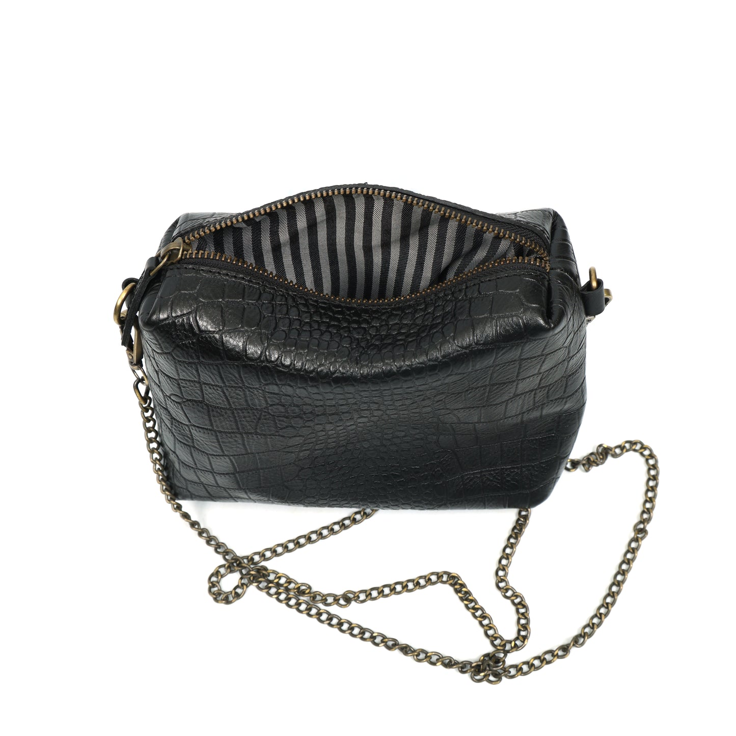 Black Croc-Textured 4-Piece Handbag Combo Set for Women