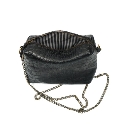 Black Croc-Textured 4-Piece Handbag Combo Set for Women