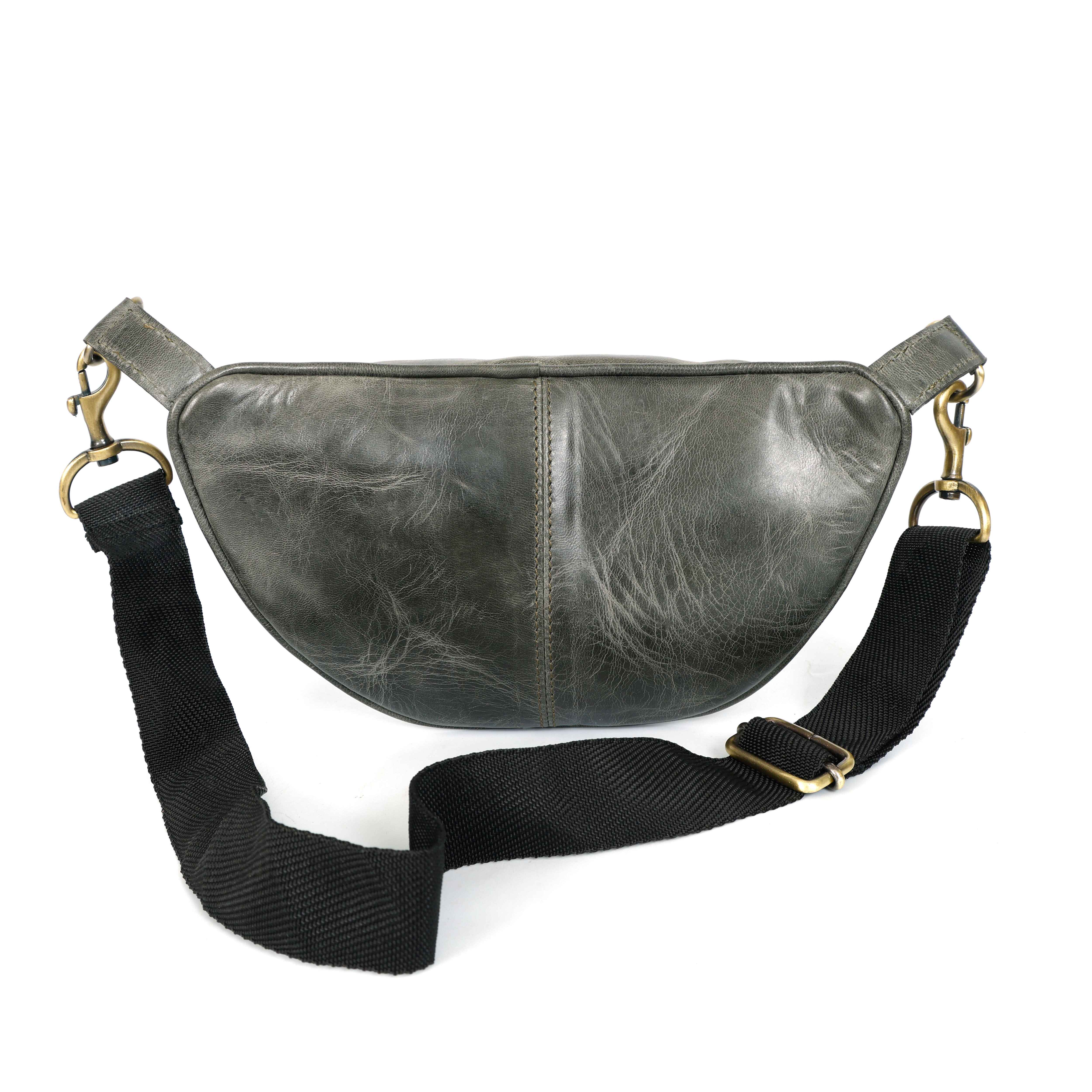 Full-Grain Leather waist bag with Adjustable Strap & Secure Zipper Closure
