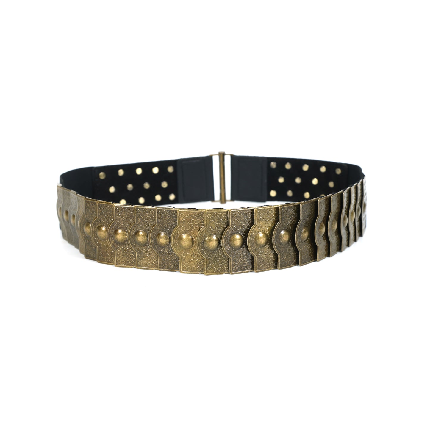 Celtic Black Studded Elastic Waist Belt for Women | Trendy Stretchable Fashion Belt with Golden Buckle for Dresses & Jeans