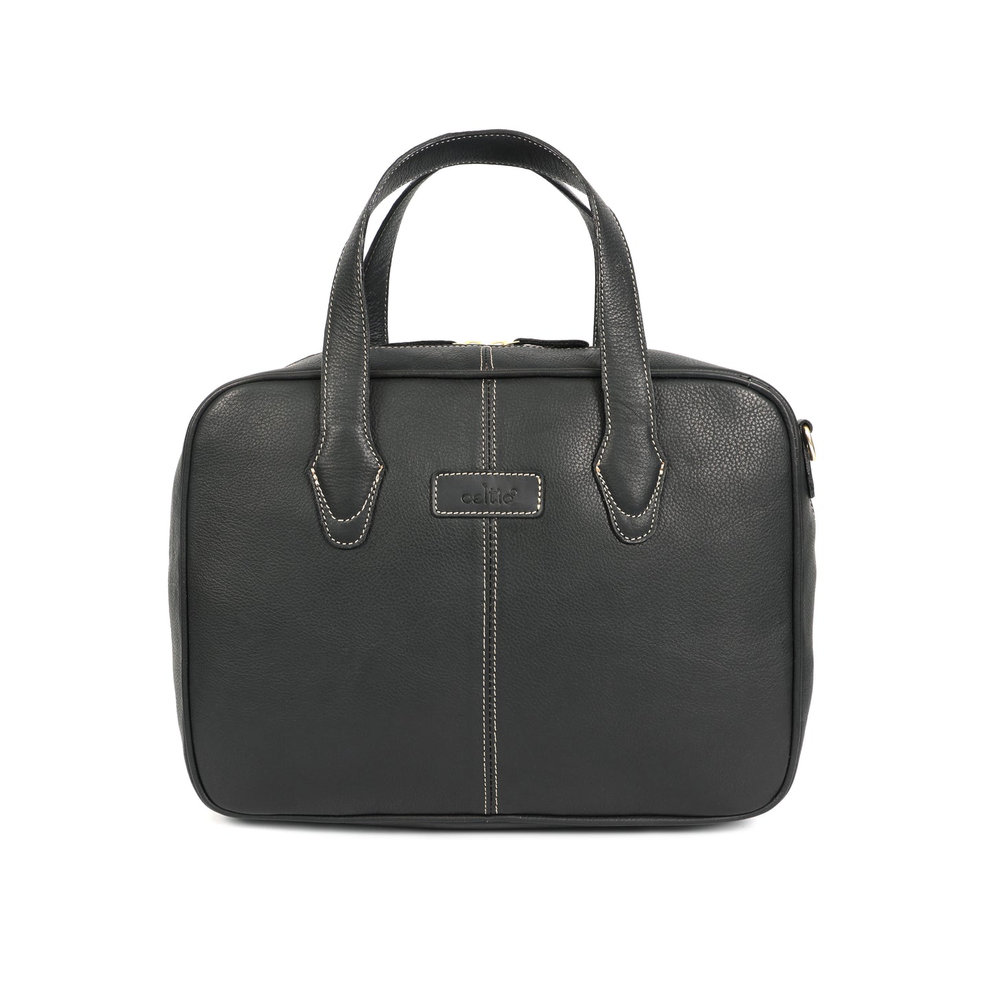 Premium Export Quality Black Leather Messenger with Adjustable Shoulder Strap & Inner Zip Pockets