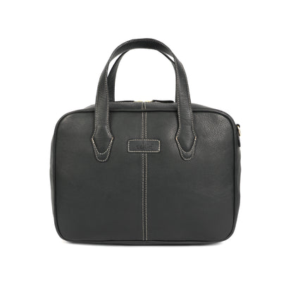 Premium Export Quality Black Leather Messenger with Adjustable Shoulder Strap & Inner Zip Pockets