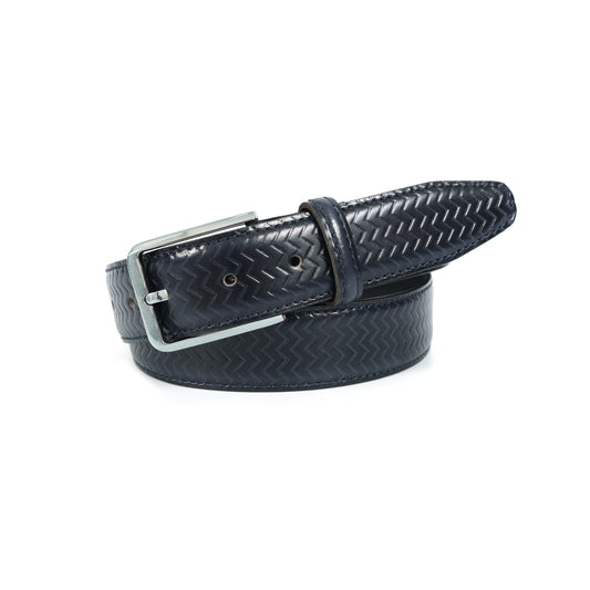 Trendy Black Patterned Leather Belt for Men with Metal Buckle ƒ????? Stylish Casual & Formal Waist Belt ART:-LB-909