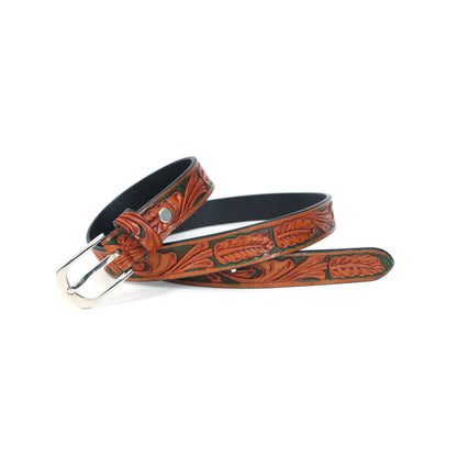 Premium Brown & Black Leather Belt with Silver Buckle – Elegant Formal Wear Accessory. LB-857