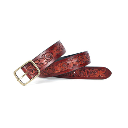 Premium Red & Tan Leather Belt – Stylish & Versatile Accessory. LB-853