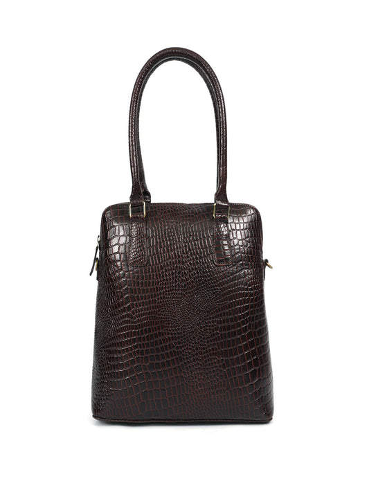 Genuine Leather Croc-Embossed Handbag – Elegant Shoulder Tote for Women