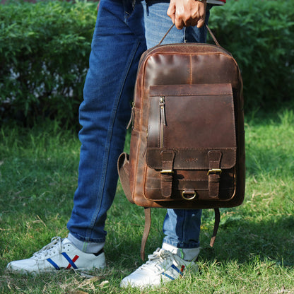 Elevate Your Style – Men's Full-Grain Leather Professional Backpack | Premium & Timeless, Art:- BG-1612