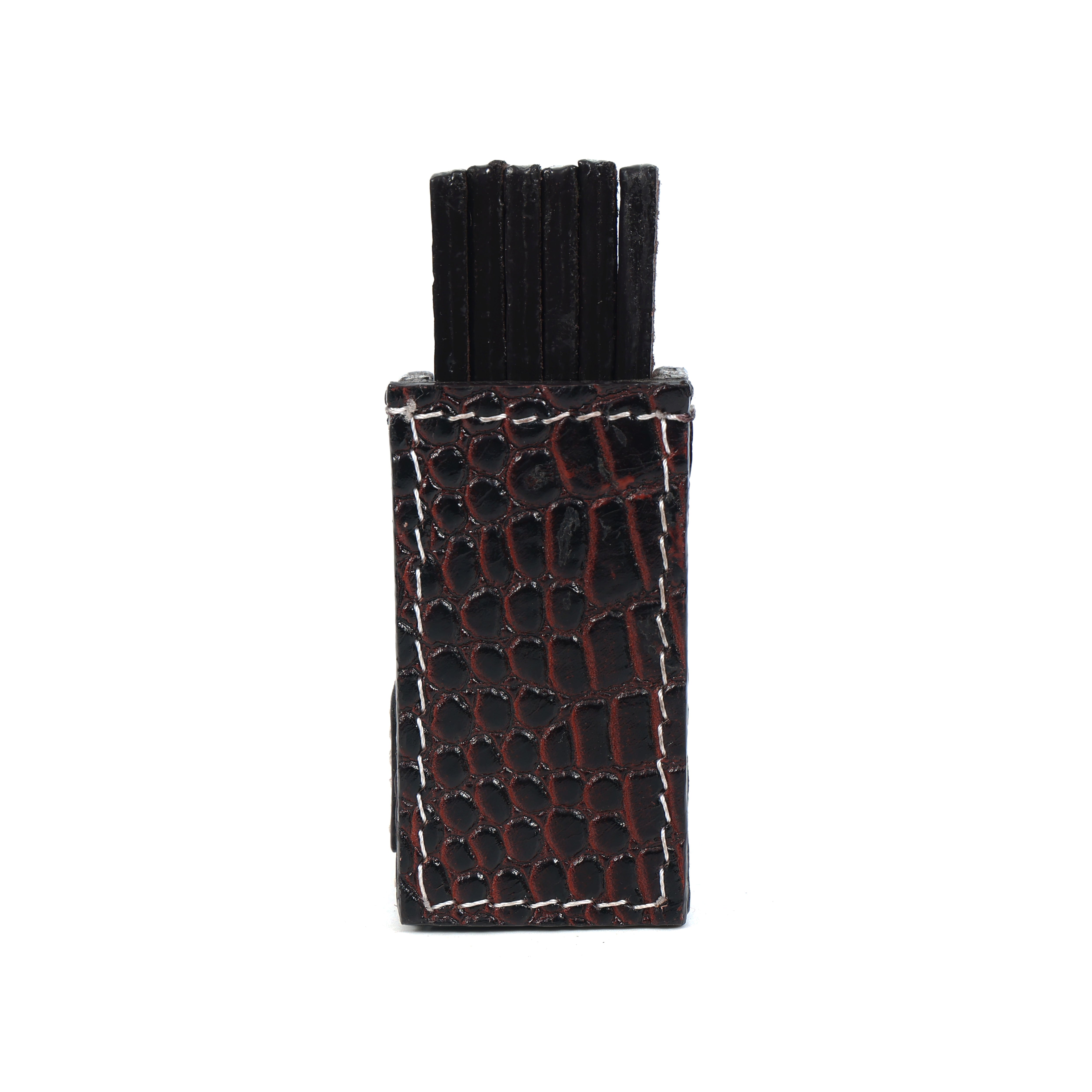 Premium Croc-Textured Leather Coaster Set with Holder