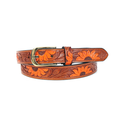 "Handcrafted Tan Leather Carving Belt – Stylish, Durable, and Unique Design". LB-840