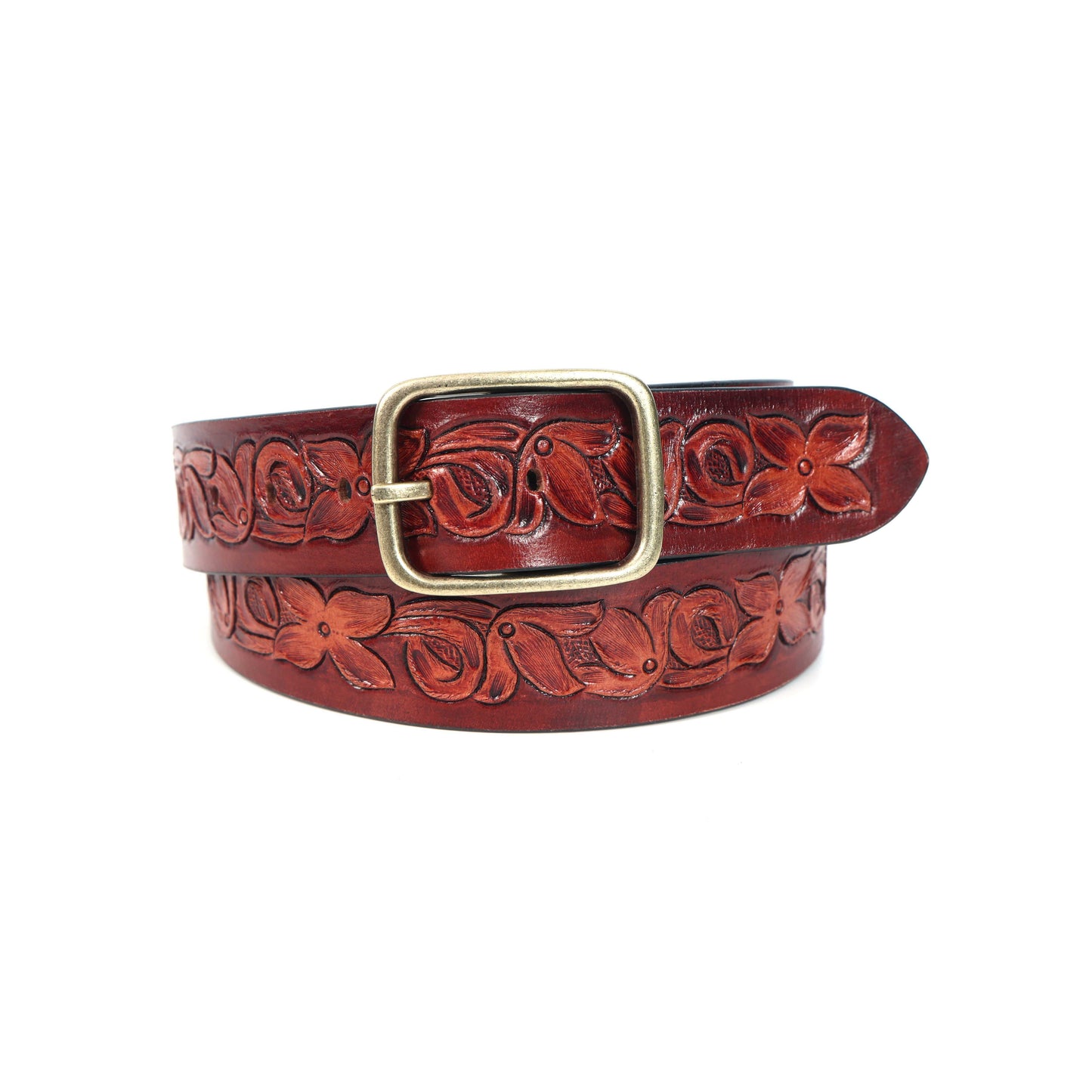 Premium Red & Tan Leather Belt – Stylish & Versatile Accessory. LB-853