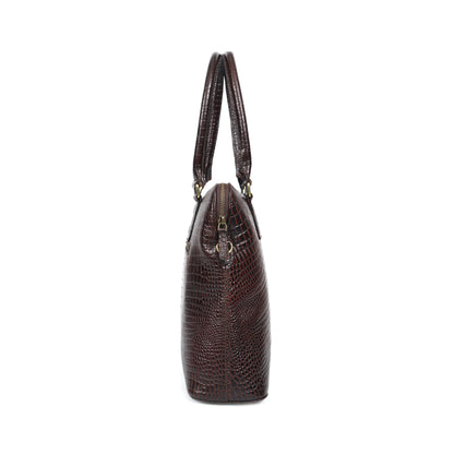 Genuine Leather Croc-Embossed Handbag Elegant Shoulder Tote for Women