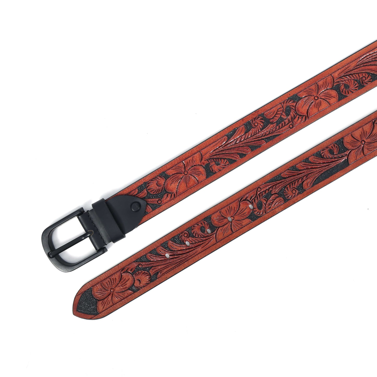 Premium Brown Leather Belt with Black Accents – Stylish & Durable. LB-849