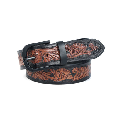 Premium Black & Brown Leather Belt with Sleek Black Buckle – Reversible & Stylish. LB-854