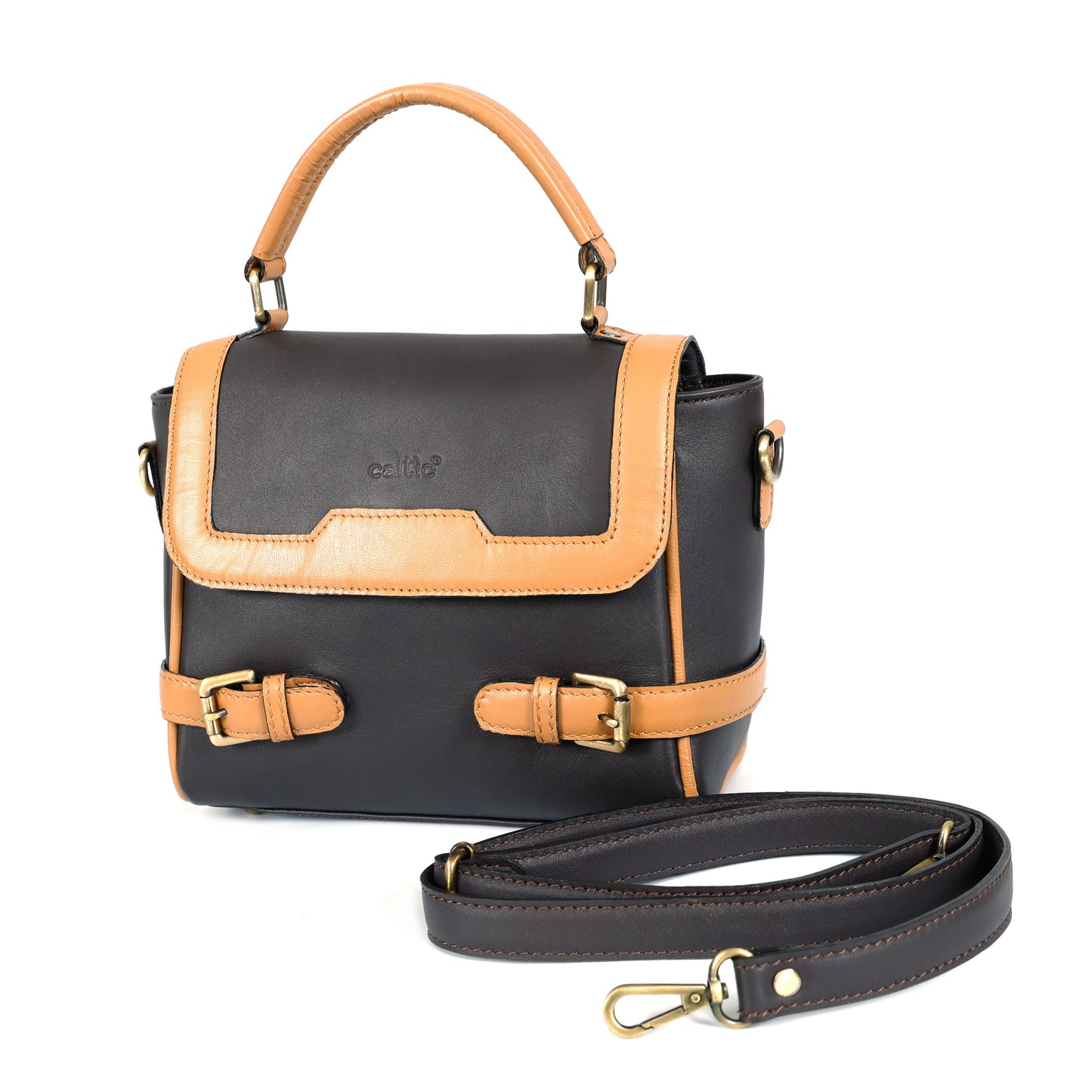 Elegant  Leather Handbag for Women | Trendy Satchel with Detachable Strap | Perfect for Work & Casual Outings ART-BG-1674