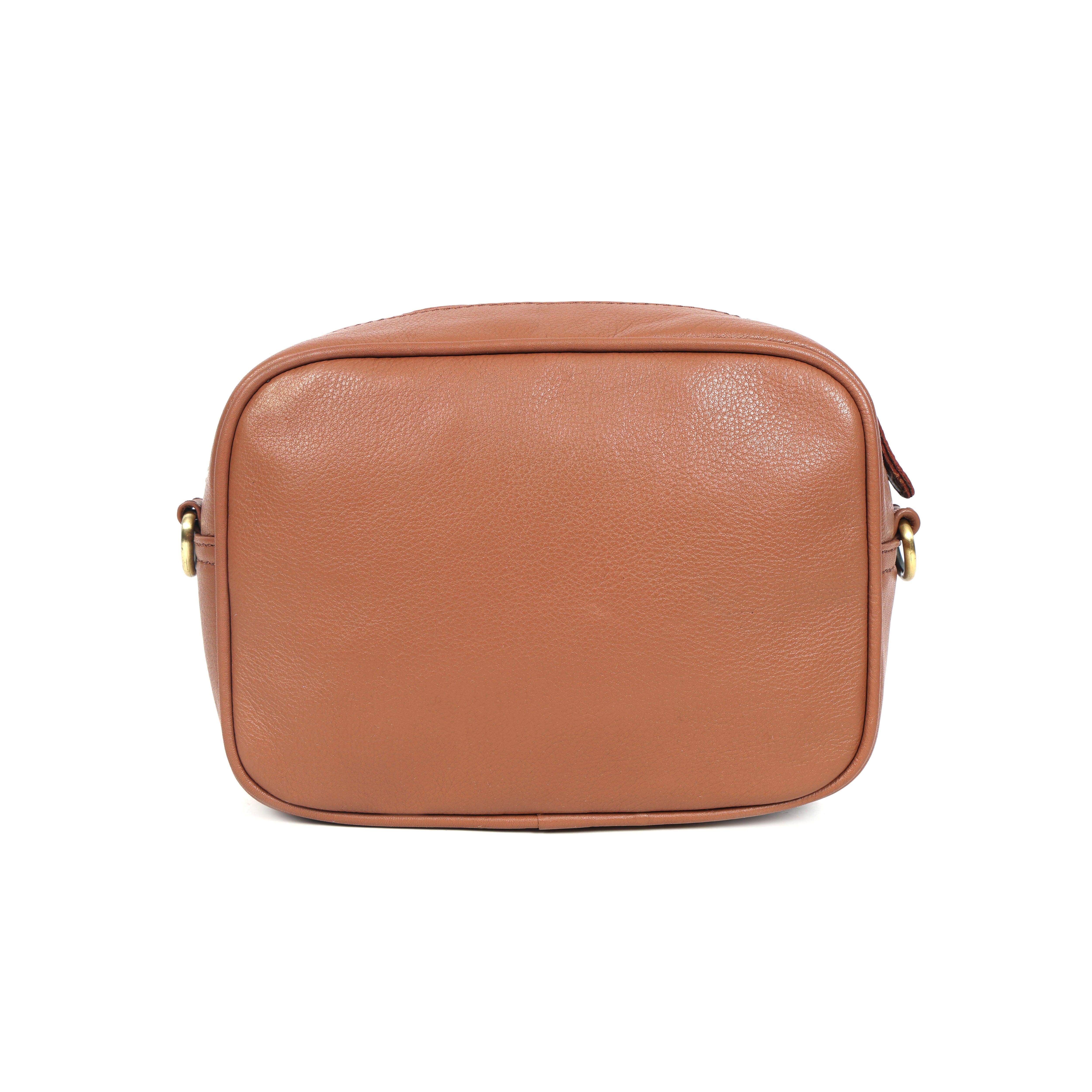 Premium Export Leather Compact Crossbody Bag | Multiple Zip Pockets & Adjustable Strap
