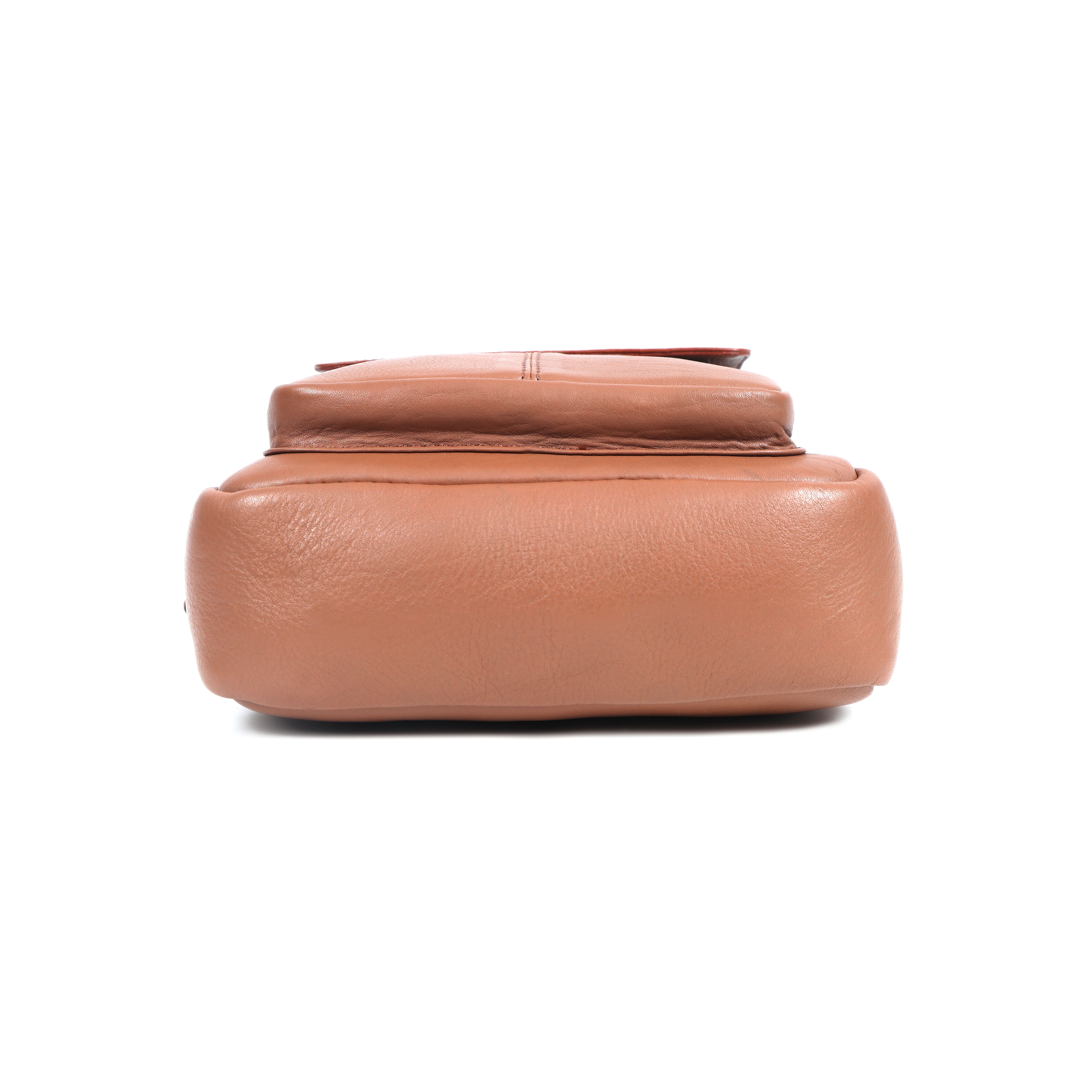 Unisex Leather Crossbody Sling Bag with Front Flap Pocket & Adjustable Strap
