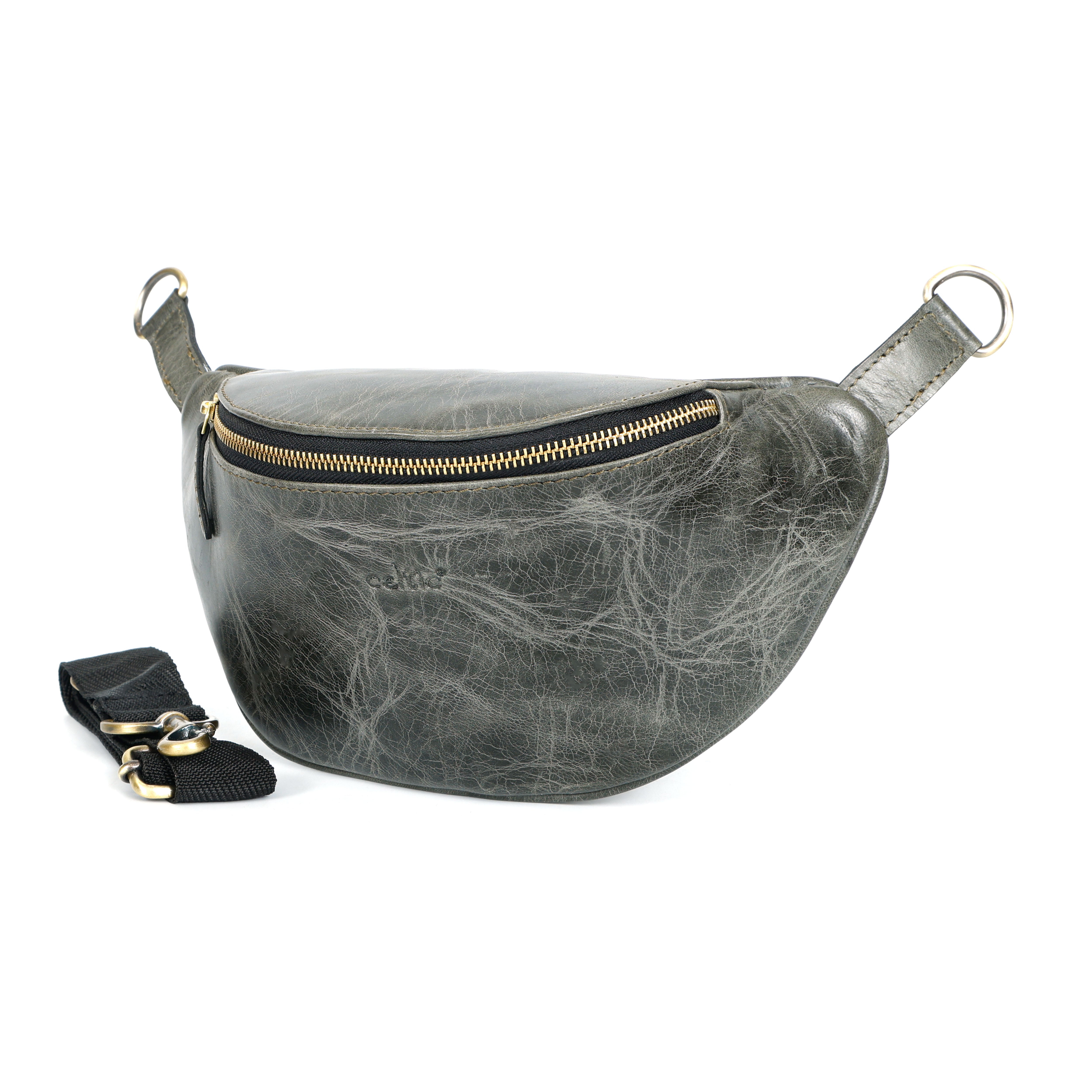 Full-Grain Leather waist bag with Adjustable Strap & Secure Zipper Closure