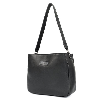 Premium Black Genuine Leather Shoulder Bag | Elegant Everyday Tote for Women Art:-BG-1675