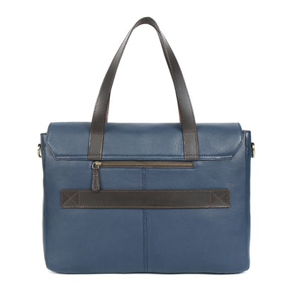 Genuine Leather Office Satchel Bag with Laptop Sleeve & Adjustable Strap