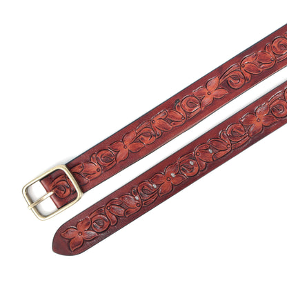 Premium Red & Tan Leather Belt – Stylish & Versatile Accessory. LB-853